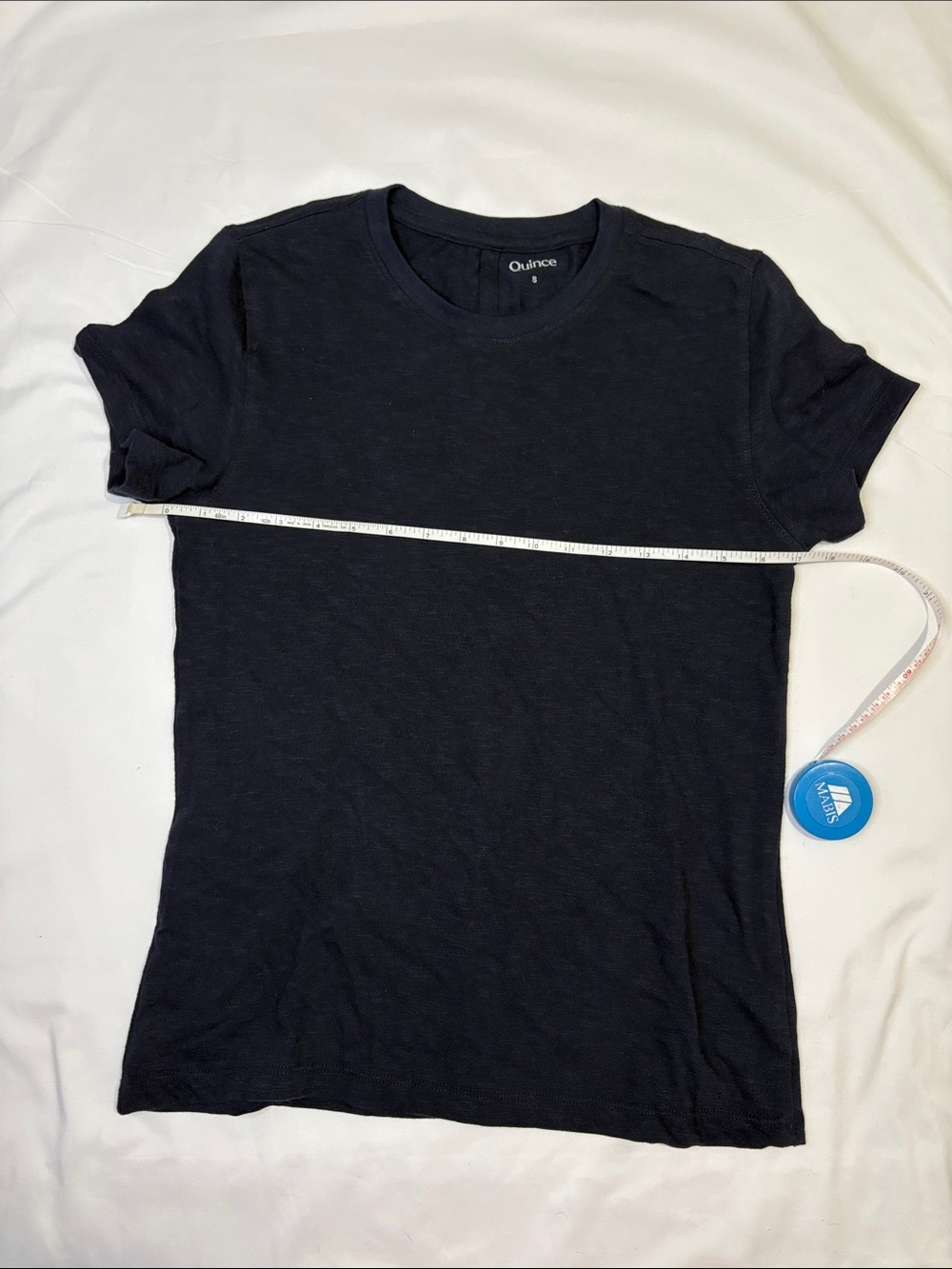 Quince Solid Navy Blue Basic 100% Organic Cotton Slub Crewneck Tee T-Shirt Small
